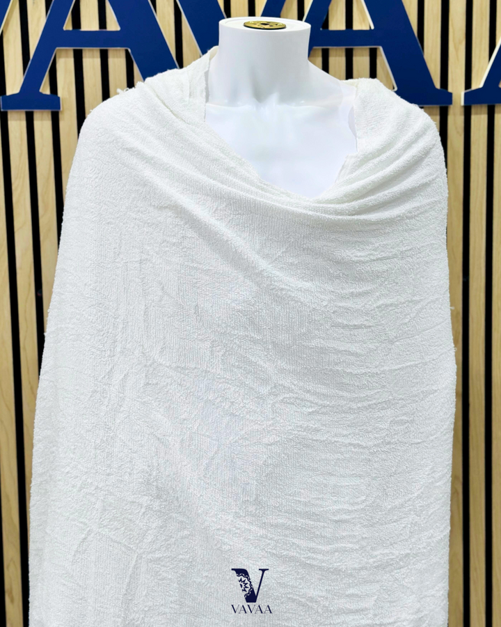 Plain white Ihram – soft cotton towel fabric for adults and teens

