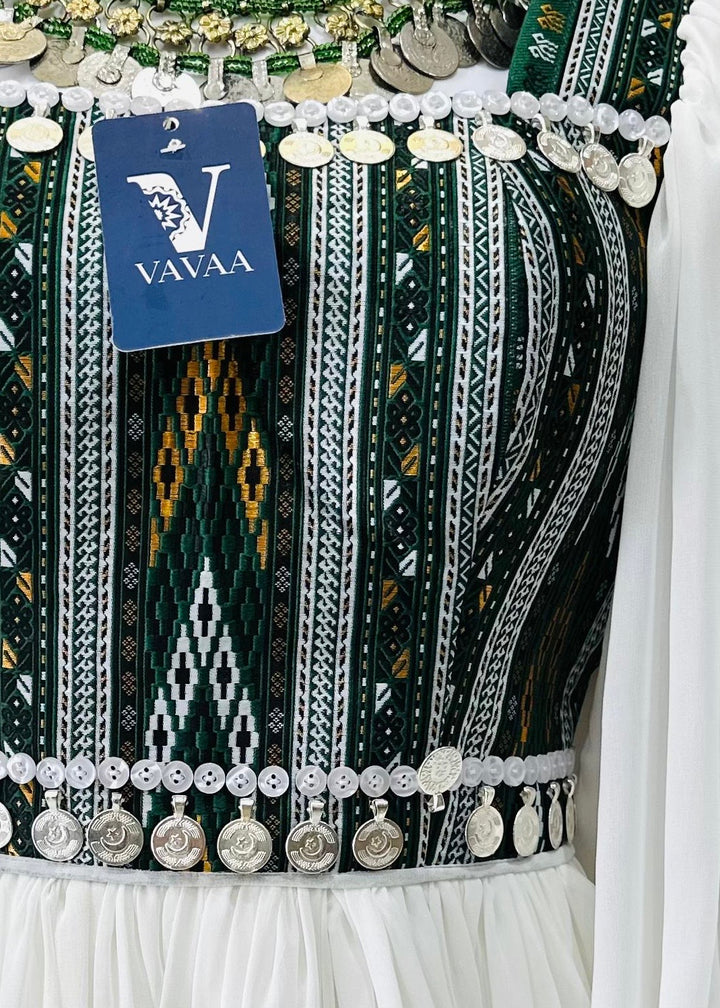 Vavaa ethnic traditional outfit with white and green dupatta near me