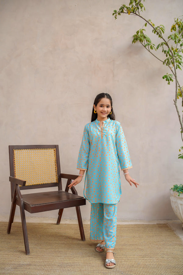 Stylish light blue digital print Swiss lawn 2-piece suit for women casual and festive wear now me in UK.