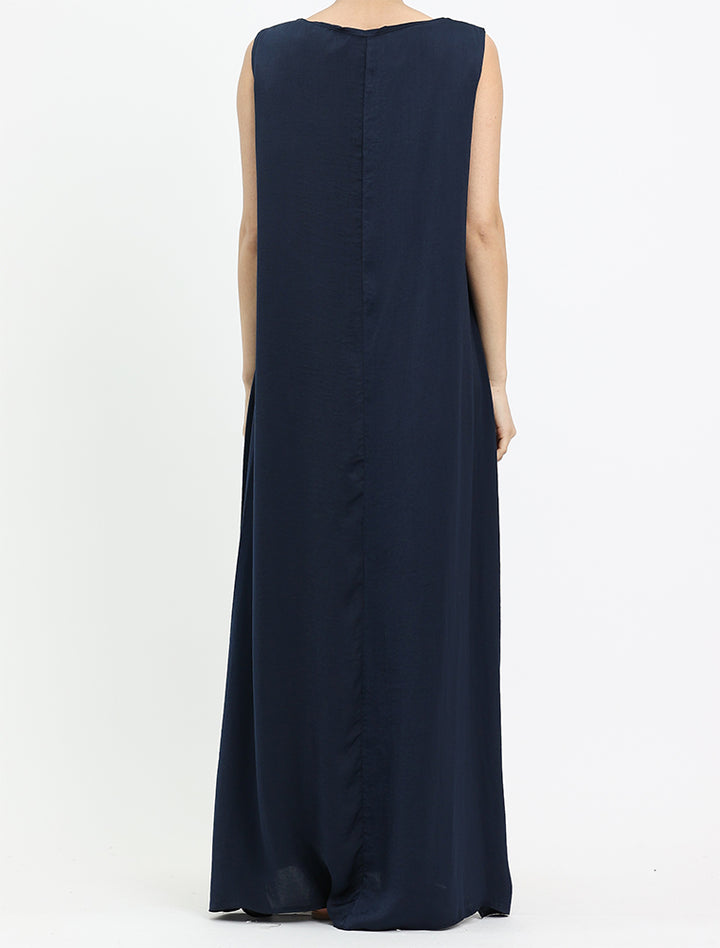 Chic Navy Blue slip dress inspired by Skims – a sleek satin and silk slip dress perfect for elegant and effortless style