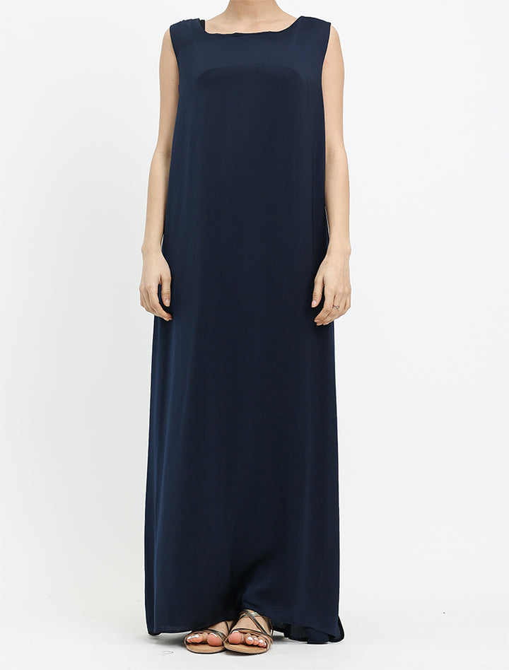 Chic Navy Blue slip dress inspired by Skims – a sleek satin and silk slip dress perfect for elegant and effortless style