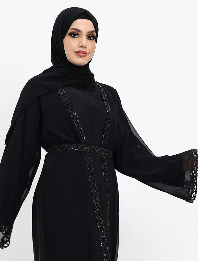 Elegant black Nadira Abaya dress for women – a modest and stylish abaya perfect for everyday wear