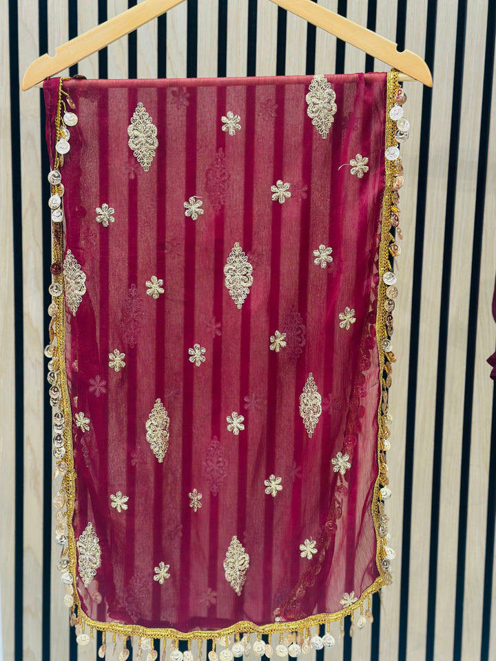 Afghani traditional dupatta for girls in vibrant red with intricate hand-embroidered details, available at Vavaa UK outlet and online store, perfect for cultural events, Eid, weddings, and special occasions – shop ethnic Afghan clothing near me in UK