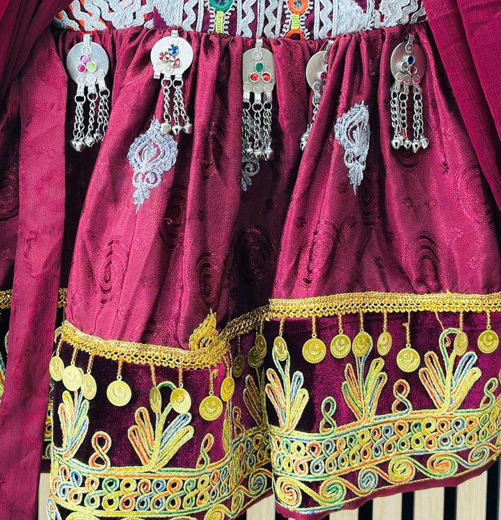 Afghani traditional dress for girls in vibrant red with intricate hand-embroidered details, available at Vavaa UK outlet and online store, perfect for cultural events, Eid, weddings, and special occasions – shop ethnic Afghan clothing near me in UK