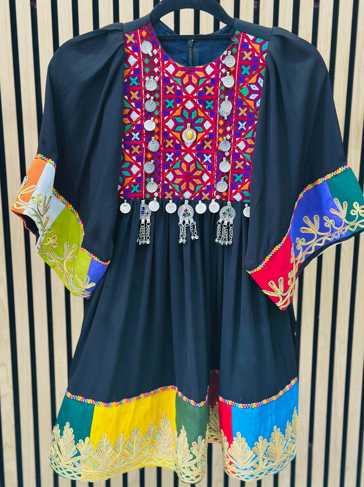 Elegant Afghan dress in black for girls  perfect for Eid, cultural events, and festivals