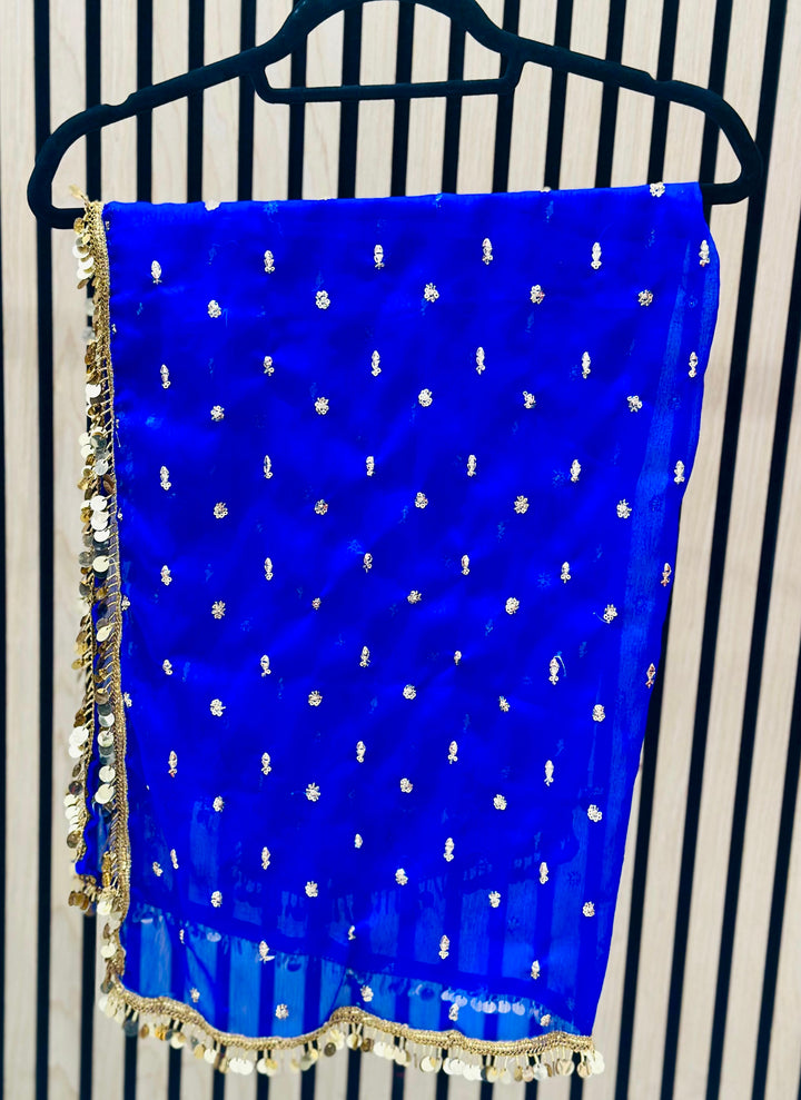 Handmade Afghan ethnic dupatta for girls with embroidery dupatta in blue