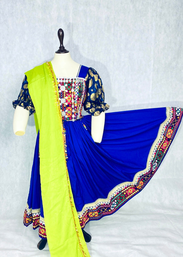 Afghan Kuchi Dress | Embroidered Royal Blue