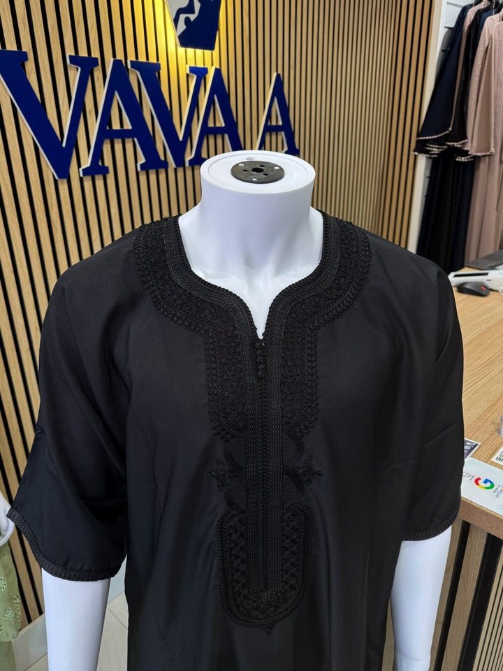 Black Moroccan men’s thobe, Muslim dress near me for mosque and Eid – Vavaa UK Outlet.