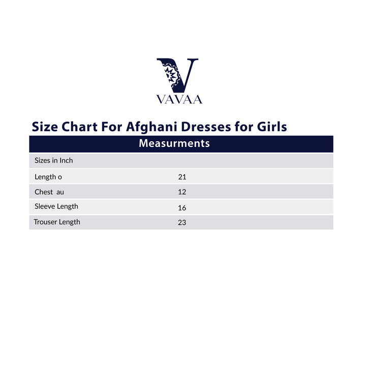 size chart for afghani dresses for girls