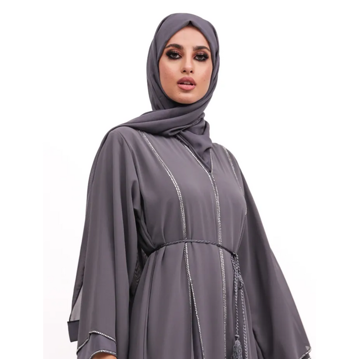Elegant Grey abaya for women available in the UK, perfect for modest fashion and Islamic wear