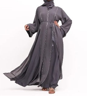 Vavaa elegant grey abaya for women near me in the UK, modest fashion