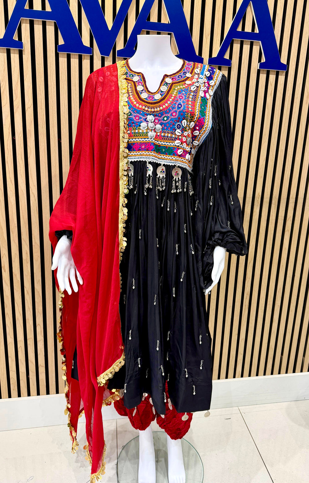 Afghan Kuchi Embroidered Black Dress in London