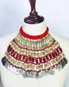 Luxury Afghani-style necklace with deep red gemstones near me.