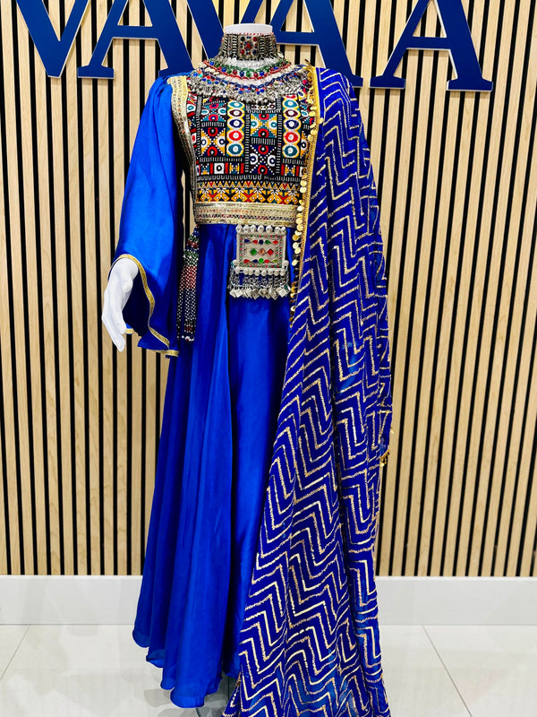 Afghan Kuchi Dress | Embroidered Blue