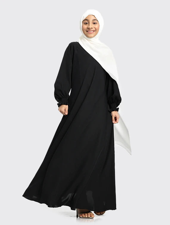 Vavaa black umbrella abaya with white hijab for women near me