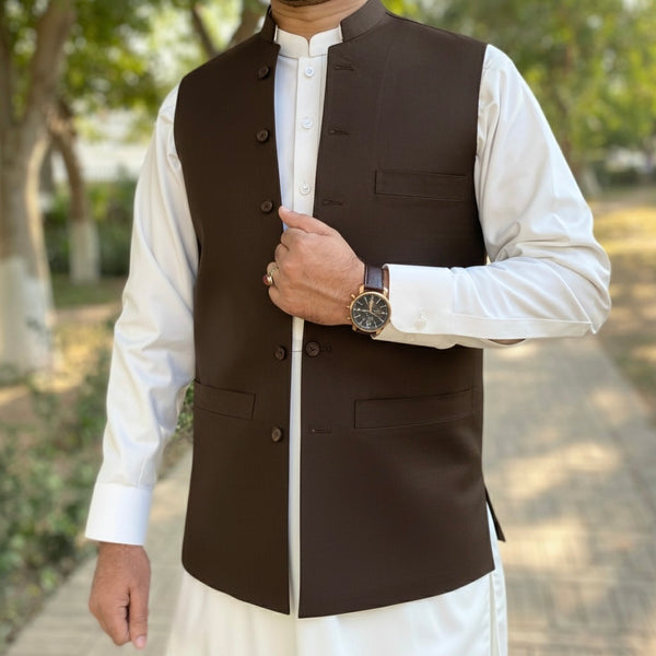 brown waistcoat by Vavaa Clothing available on sale in London near me