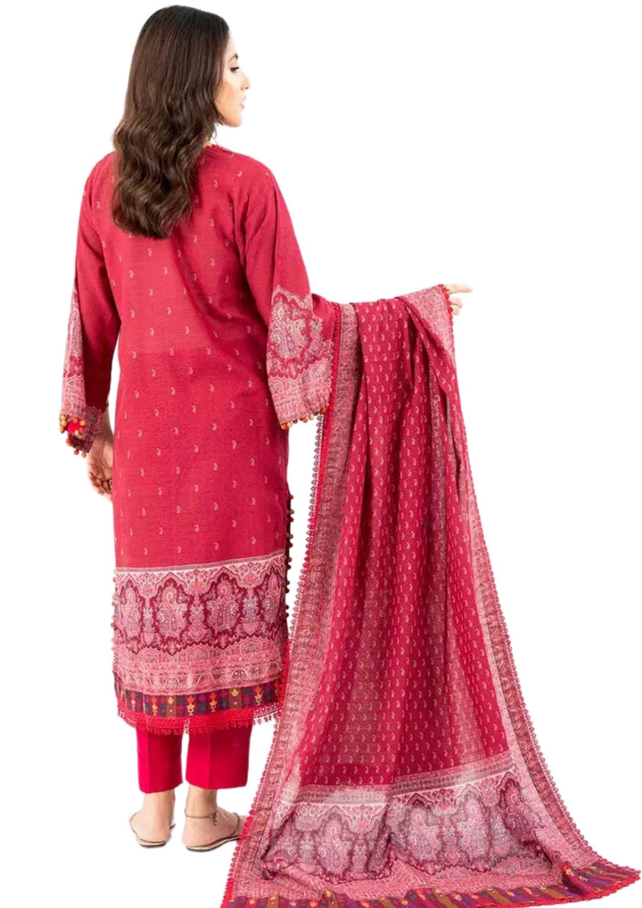 magenta khaddar suit with dyed trousers shop seasonal Pakistani dresses near me in uk.
