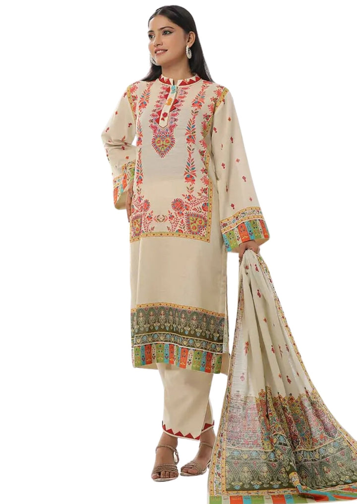 Winter ready multicolor floral printed khaddar dress stitched 3 piece near me.