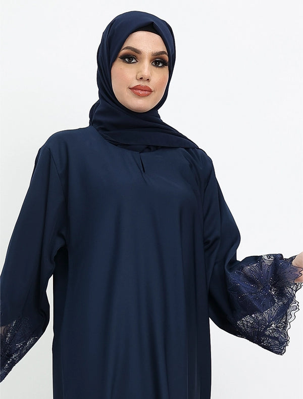 Elegant blue abaya dress near me  for women from the Heyam Abaya collection  a modest and stylish abaya perfect for everyday wear