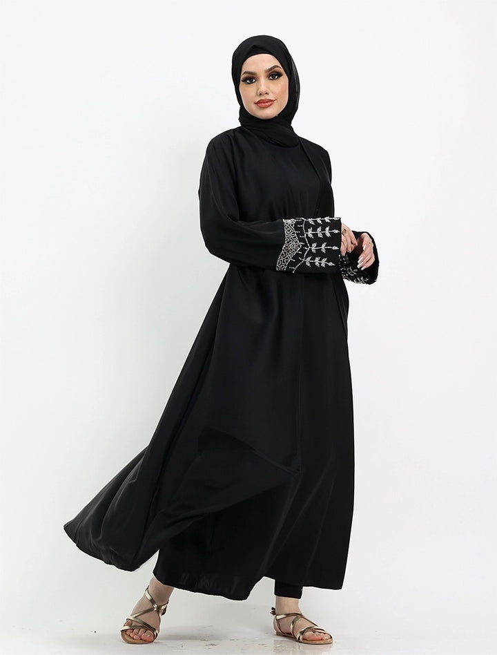 Buy designer style abaya dress near me with beadwork  available at abaya store in London near me.