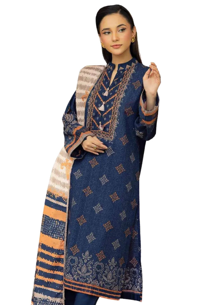 3 piece printed Khaddar suit near me.