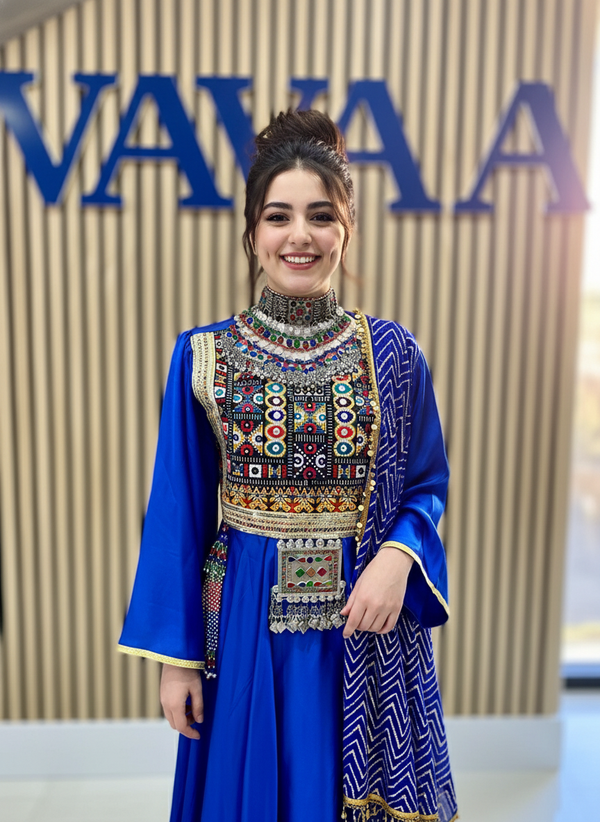 Afghan Kuchi Dresses in Blue Color for Weddings, Gifts & More | Vavaa Clothing UK