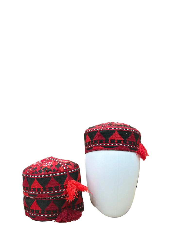 Authentic Manzoor Pashteen Cap – Traditional Handcrafted Red & Black M ...