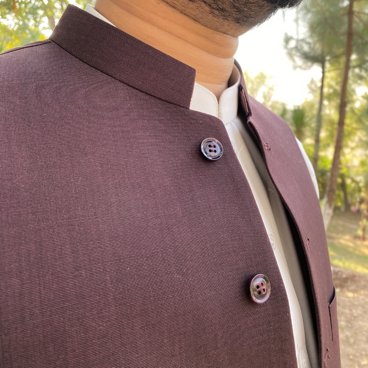 Maroon waistcoat available in 11.11 sale near me at an affordable price from Vavaa Clothing.