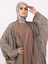 Elegant abaya near me with crystal details open front mocha pink design, available near you in UK.