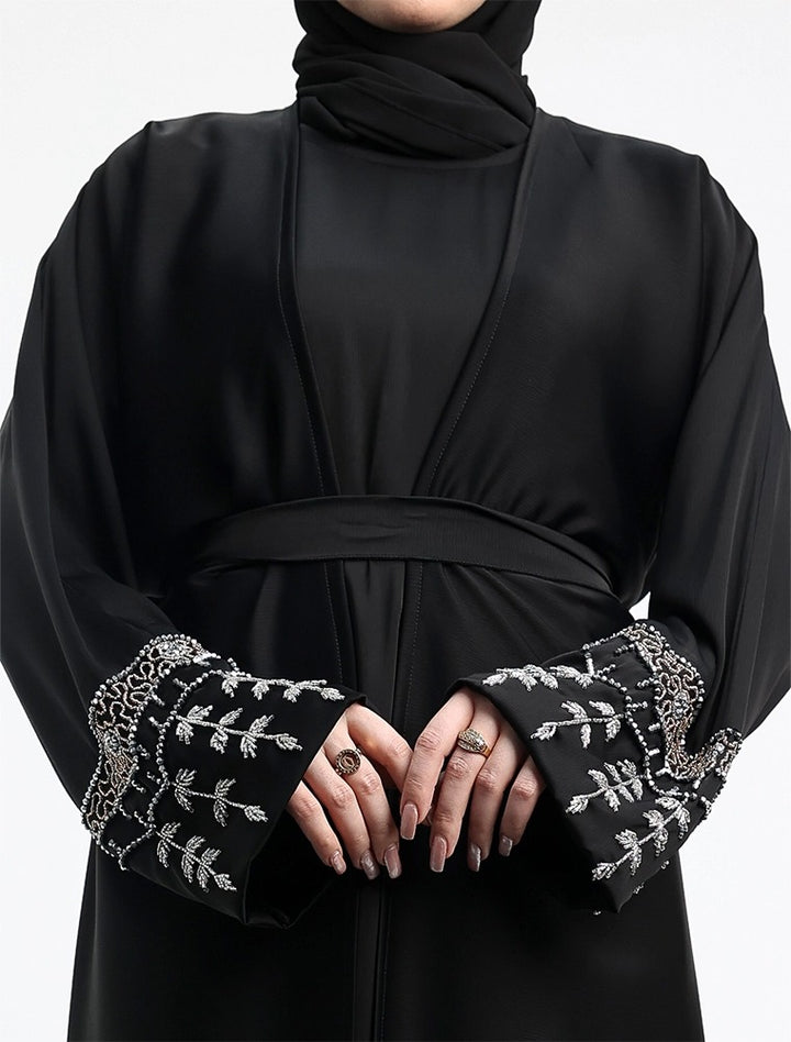 Luxury satin two-piece abaya near me in uk for women find modest Islamic clothing near me in the UK.