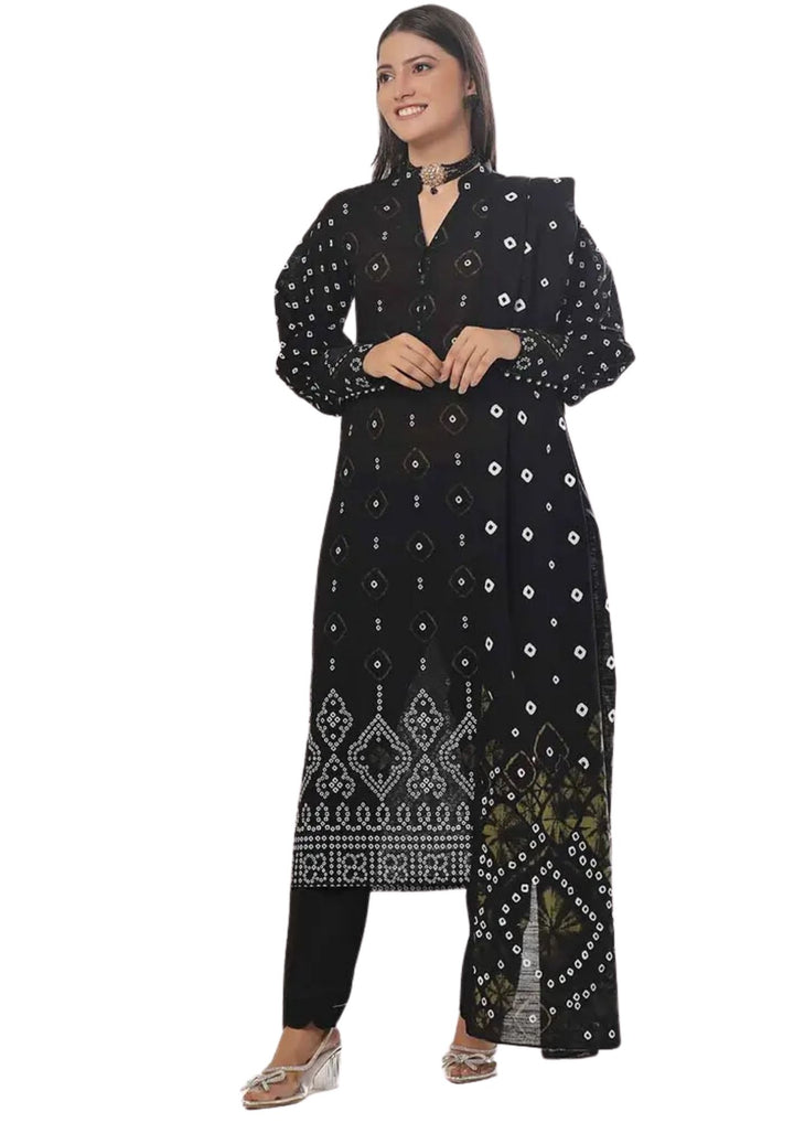 3 Piece Black stitched Printed Khaddar Suit near me