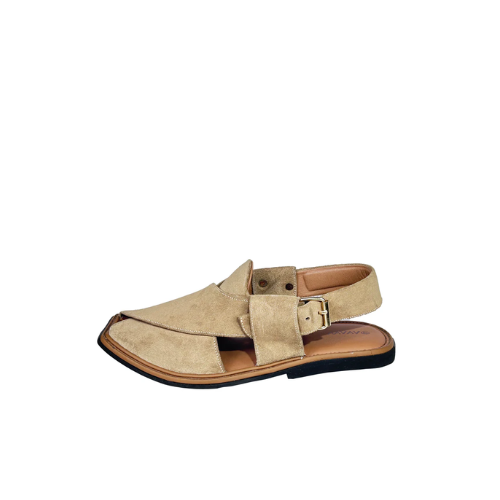 Suede Beige Peshawari Chappal | Vavaa Clothing