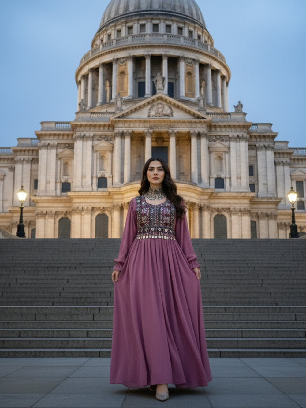 Tea Pink Afghan Traditional Kuchi Vintage Dress