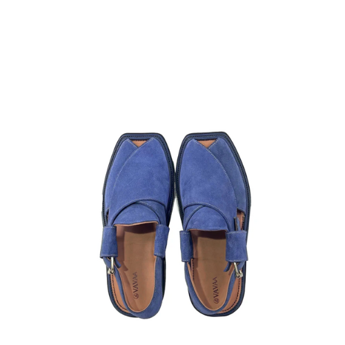 Suede Blue Peshawari Chappal | Vavaa