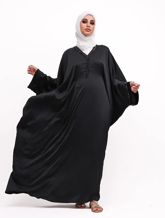 Hand beaded Aleeza Abaya trending Islamic clothing near me at Vavaa.