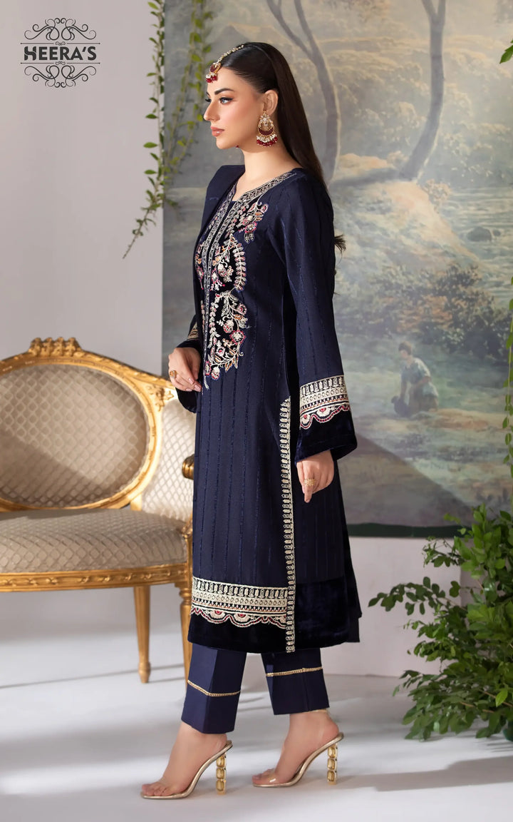 Pashmina Velvet suit with embroidered Kameez and matching trousers near me.