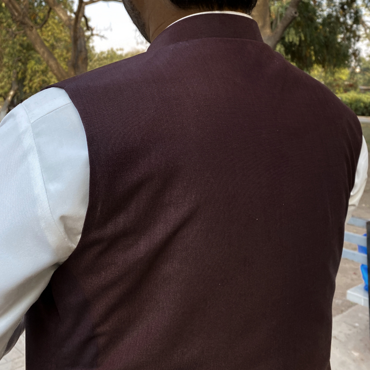 Limited time offer on maroon waistcoat by Vavaa Clothing London elegant and stylish design.