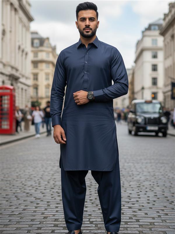 Stylish men's charcoal kameez shalwar for sale at Vavaa Clothing in London, available now near me with limited-time discounts.