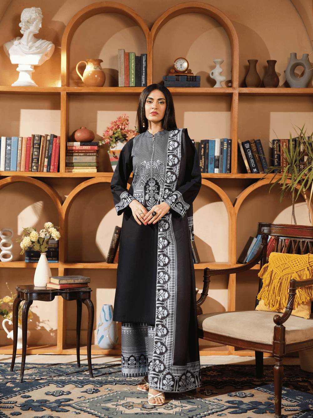 formal eid dresses Women Formal Eid Dress Embellished with Organza Borders CUSTOM SIZE