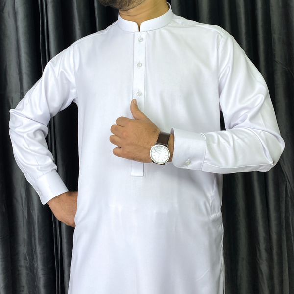 Stylish men's white kameez shalwar on sale at Vavaa Clothing, available in London and near me with limited-time offers.