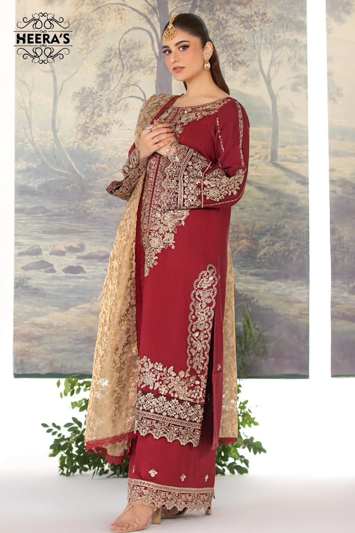 red salwar kameez with lace bordered dupatta near me.