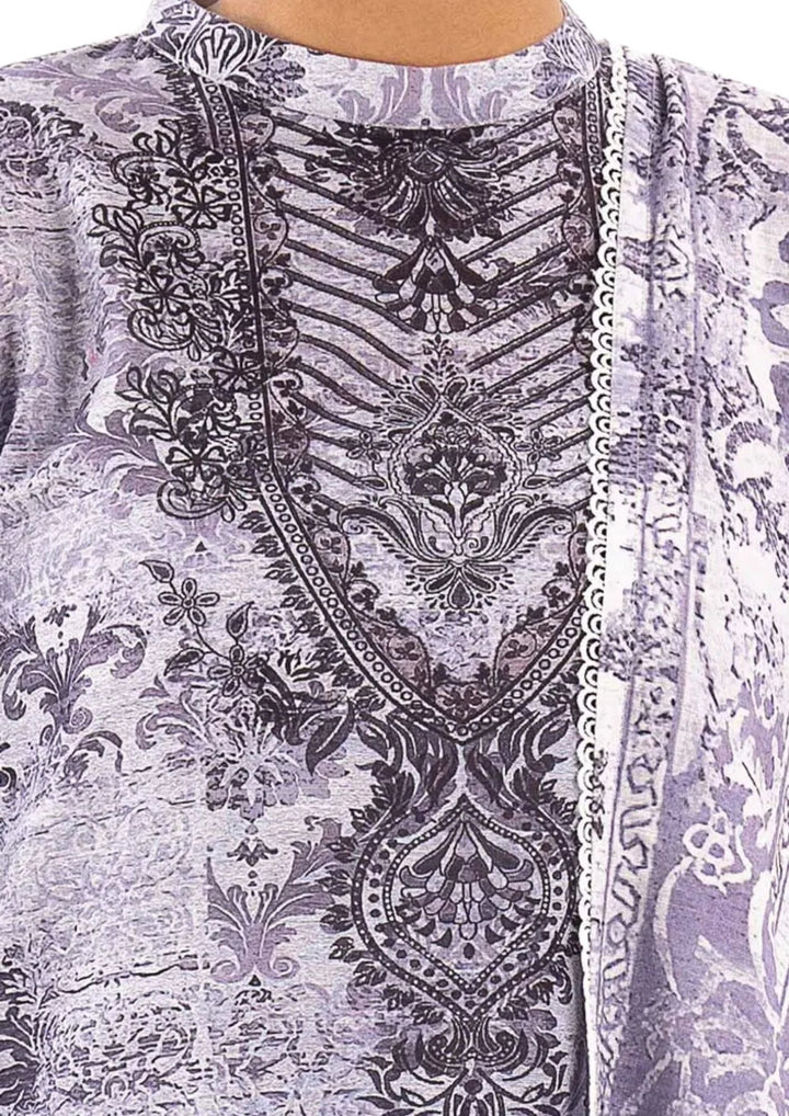 Purple khaddar 3 piece stitched suit near me.